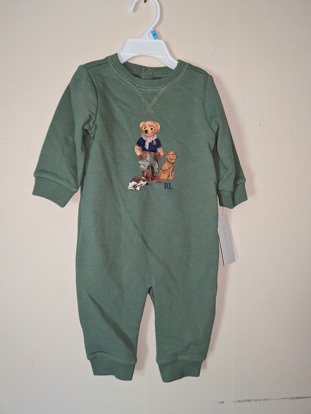 Ralph Lauren Green Bear-Print One-Piece for Kids